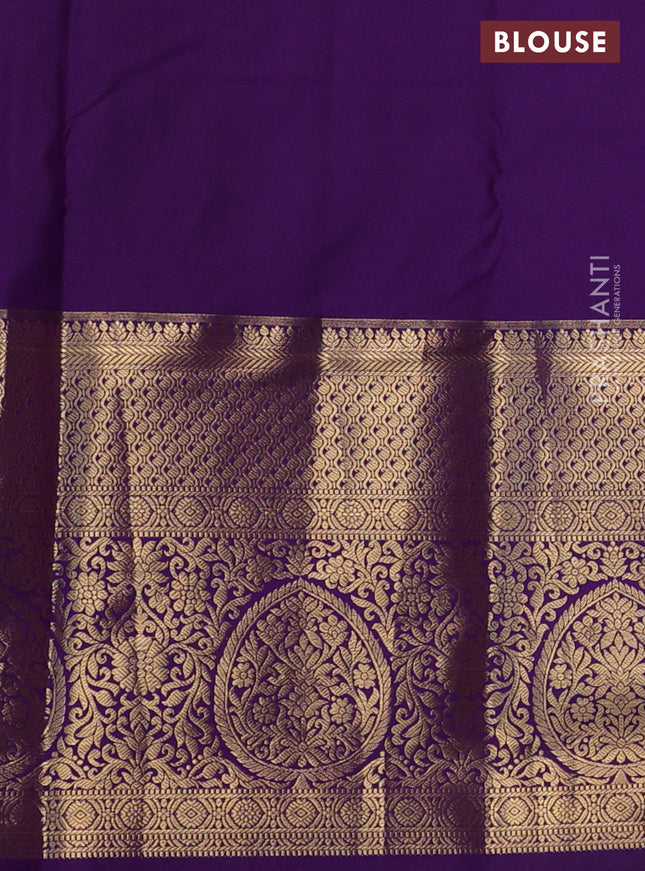 Bangalori silk saree pastel green and violet with zari woven buttas and long zari woven border