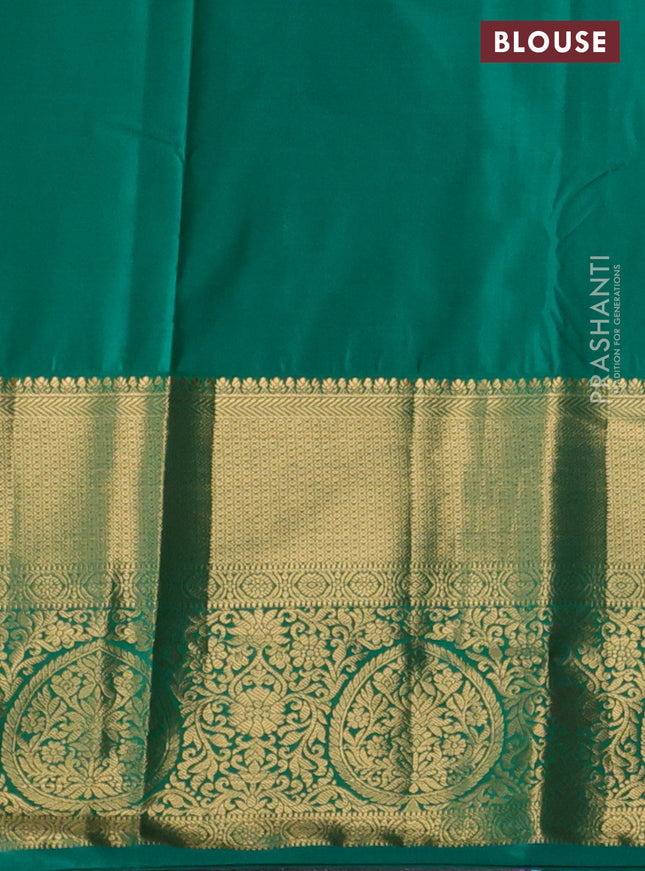Bangalori silk saree purple and green with zari woven buttas and long zari woven border