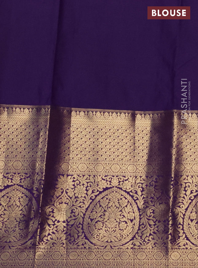 Bangalori silk saree pista green and violet with zari woven buttas and long zari woven border