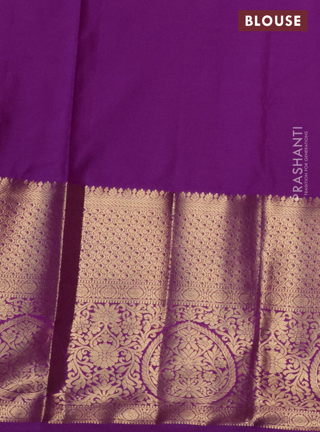 Bangalori silk saree teal and violet with zari woven buttas and long zari woven border