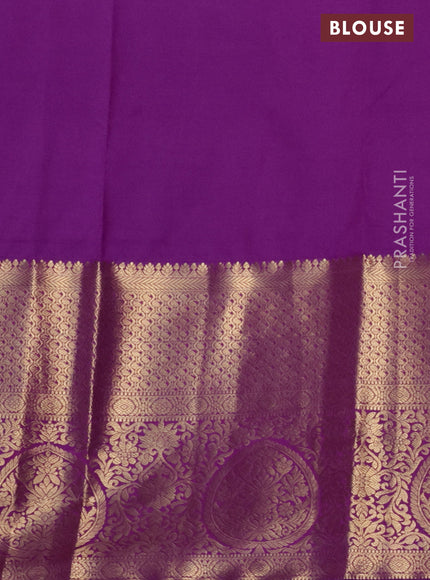 Bangalori silk saree green and violet with zari woven buttas and long zari woven border