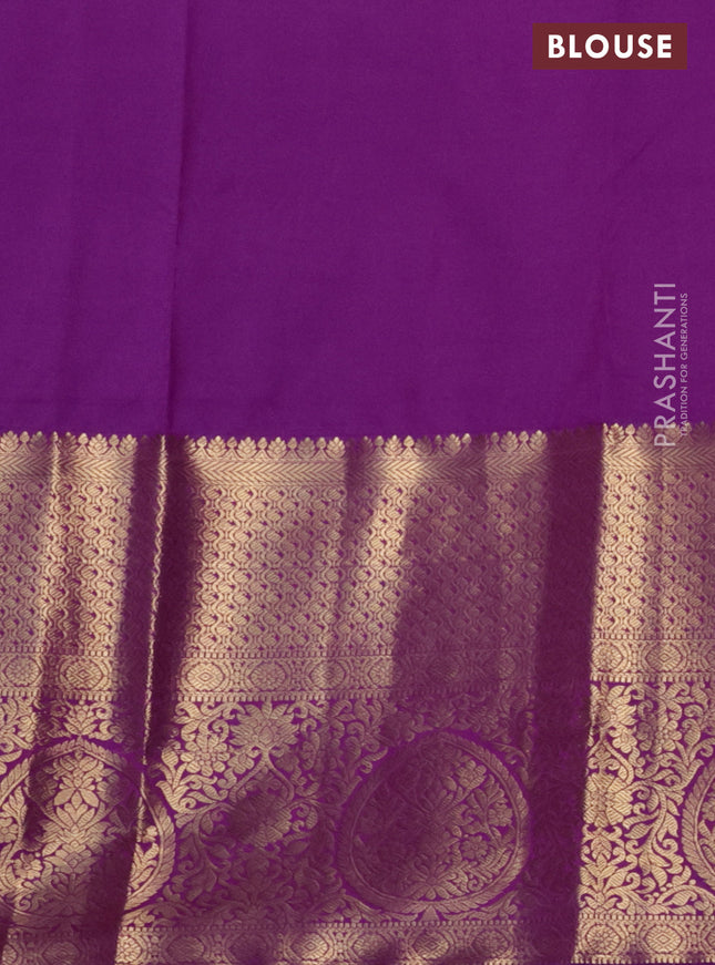 Bangalori silk saree green and violet with zari woven buttas and long zari woven border