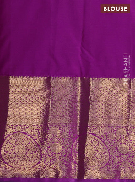 Bangalori silk saree teal green and purple with zari woven buttas and long zari woven border