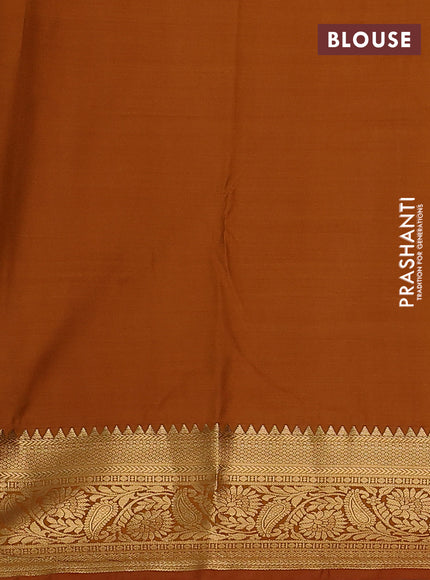 Bangalori silk saree pista green and dark mustard with zari woven buttas and zari woven border