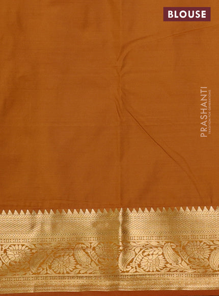 Bangalori silk saree teal blue and dark mustard with zari woven buttas and zari woven border