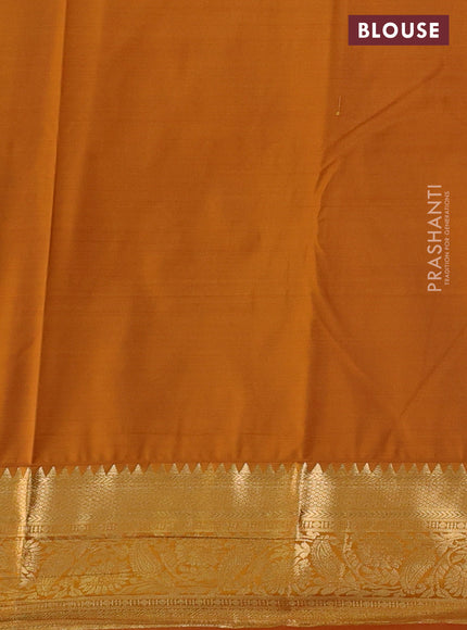Bangalori silk saree pista green and dark mustard with zari woven buttas and zari woven border