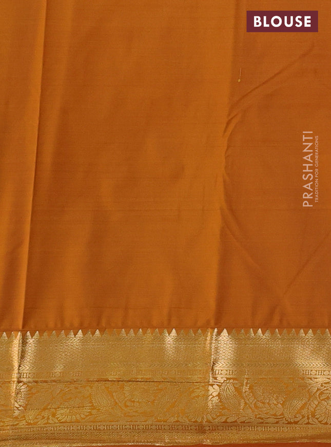 Bangalori silk saree pista green and dark mustard with zari woven buttas and zari woven border