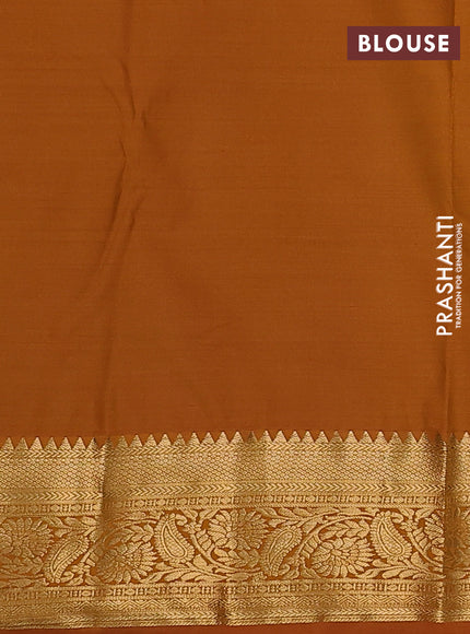 Bangalori silk saree pastel green and dark mustard with zari woven buttas and zari woven border