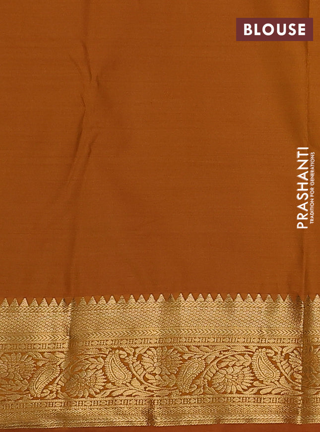 Bangalori silk saree pastel green and dark mustard with zari woven buttas and zari woven border