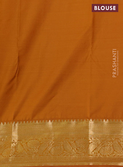 Bangalori silk saree pista green and dark mustard with zari woven buttas and zari woven border