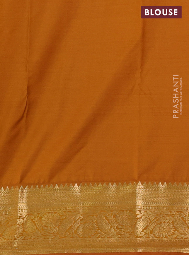 Bangalori silk saree pista green and dark mustard with zari woven buttas and zari woven border