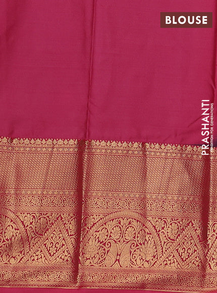 Bangalori silk saree teal blue and pink with zari woven buttas and long zari woven border