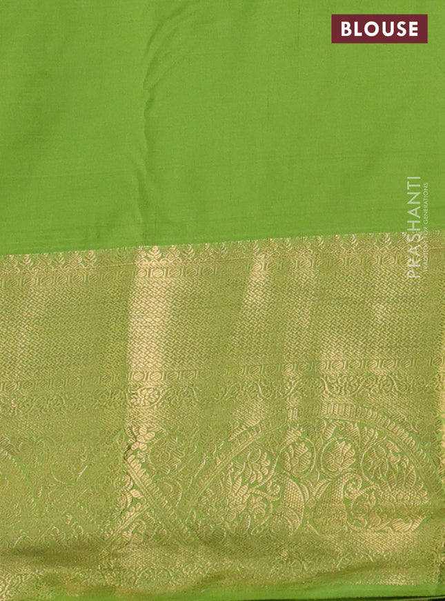 Bangalori silk saree mauve pink and green with zari woven buttas and long zari woven border