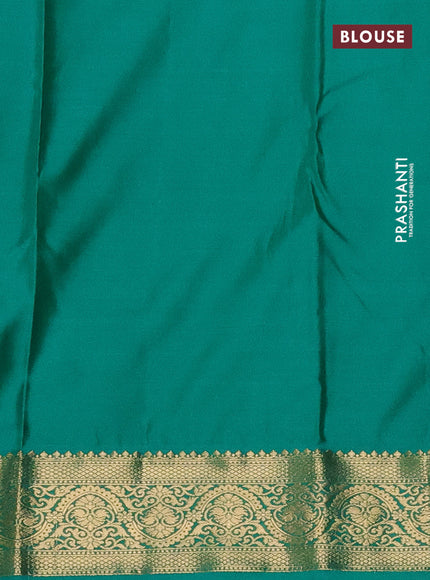 Bangalori silk saree purple and green with zari woven buttas and zari woven border