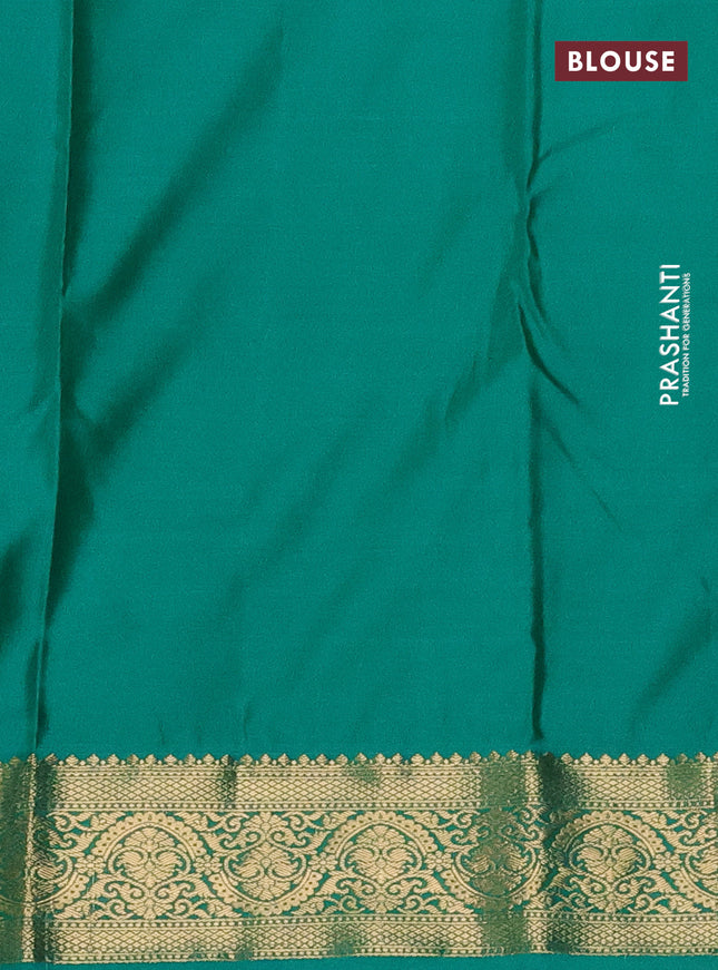 Bangalori silk saree purple and green with zari woven buttas and zari woven border
