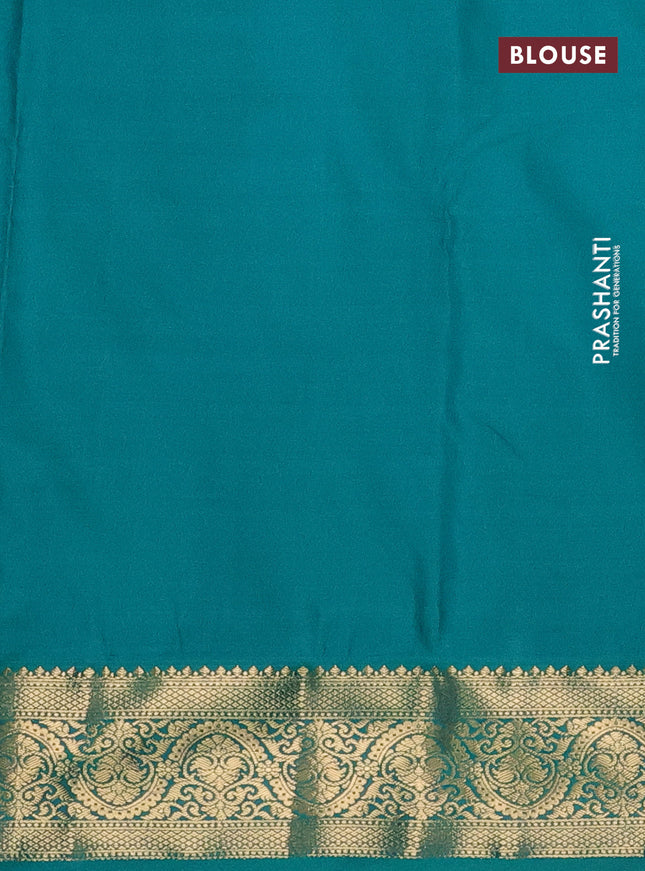 Bangalori silk saree purple and green with zari woven buttas and zari woven border
