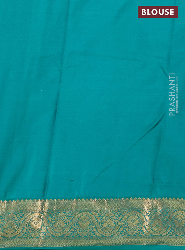 Bangalori silk saree reddish pink and green with zari woven buttas and zari woven border