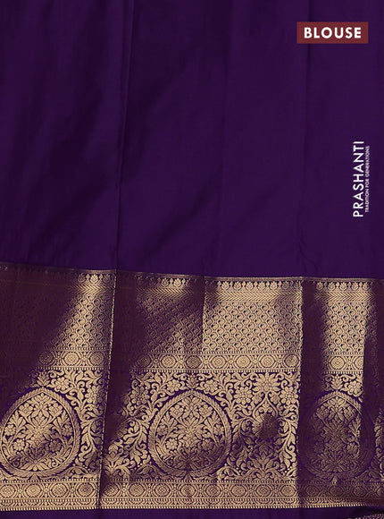 Bangalori silk saree peach shade and violet with zari woven buttas and long zari woven border