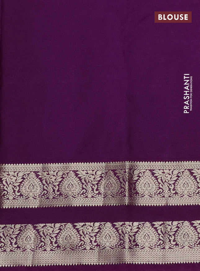 Bangalori silk saree teal blue and deep purple with zari woven buttas and zari woven border