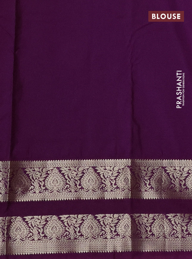 Bangalori silk saree mustard yellow and deep purple with zari woven buttas and zari woven border
