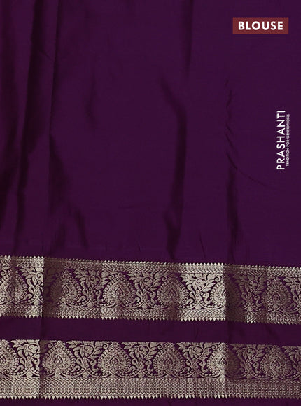 Bangalori silk saree teal blue and deep purple with zari woven buttas and zari woven border