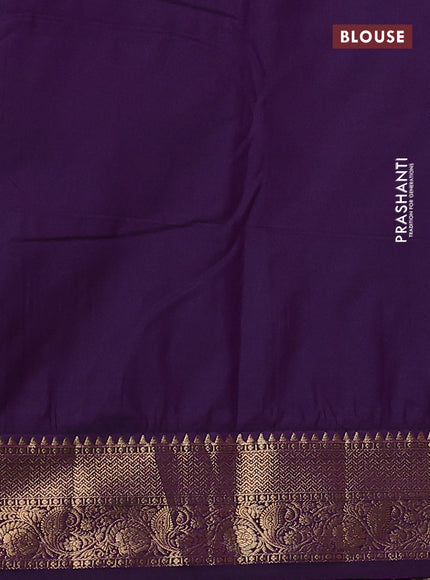 Bangalori silk saree peach shade and deep violet with zari woven buttas and zari woven border