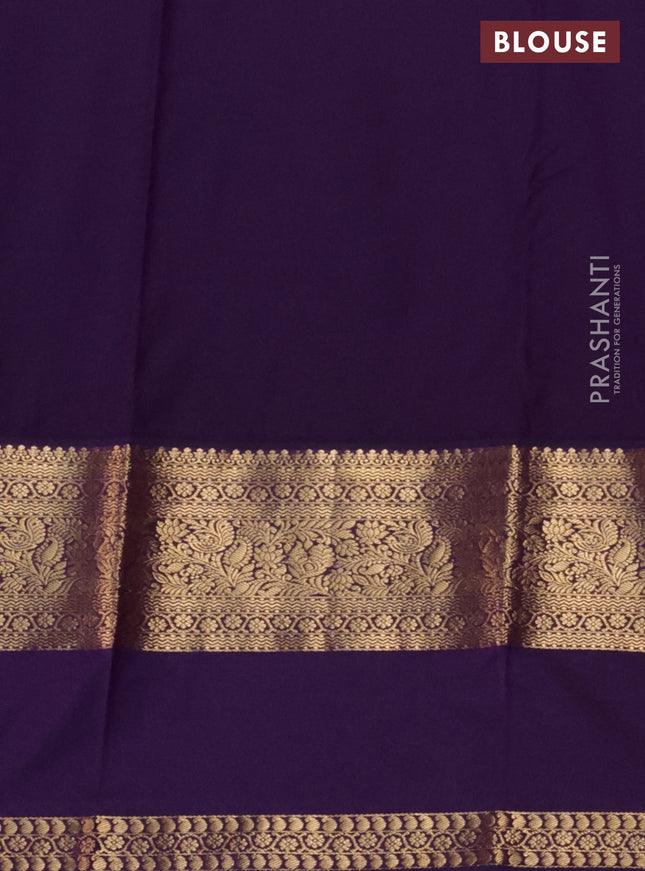 Bangalori silk saree pale yellow and violet with zari woven buttas and rettapet zari woven border
