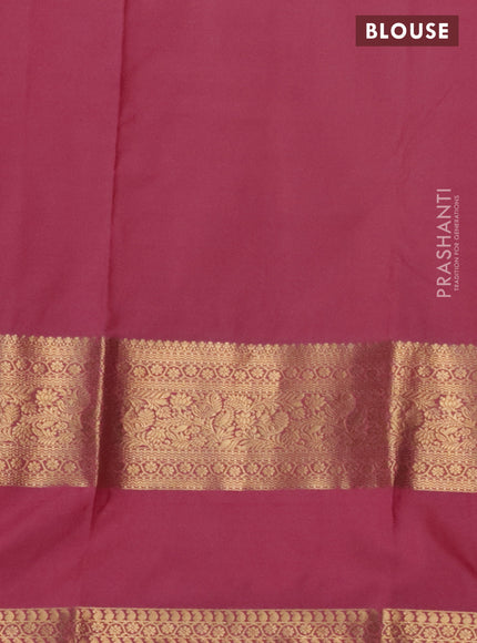 Bangalori silk saree teal blue and pink shade with zari woven buttas and rettapet zari woven border