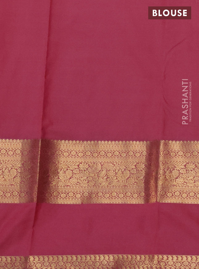 Bangalori silk saree mango yellow and pink with zari woven buttas and rettapet zari woven border