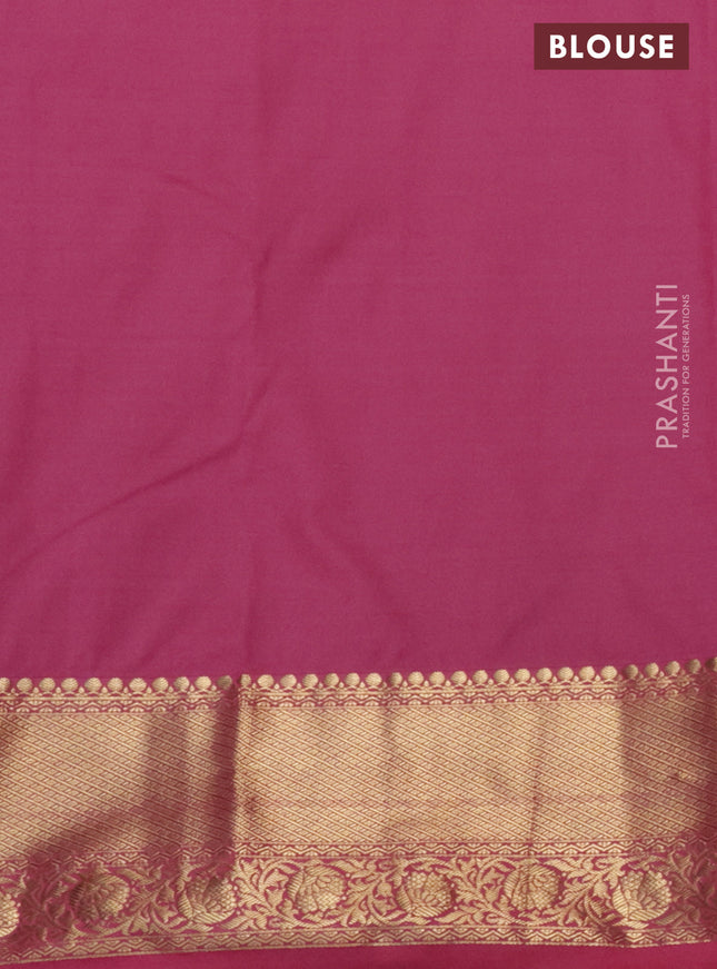 Bangalori silk saree green and pink with zari woven buttas and zari woven border