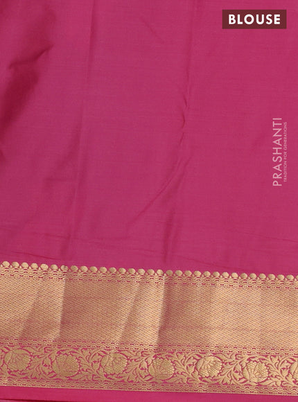 Bangalori silk saree teal blue and pink with zari woven buttas and zari woven border
