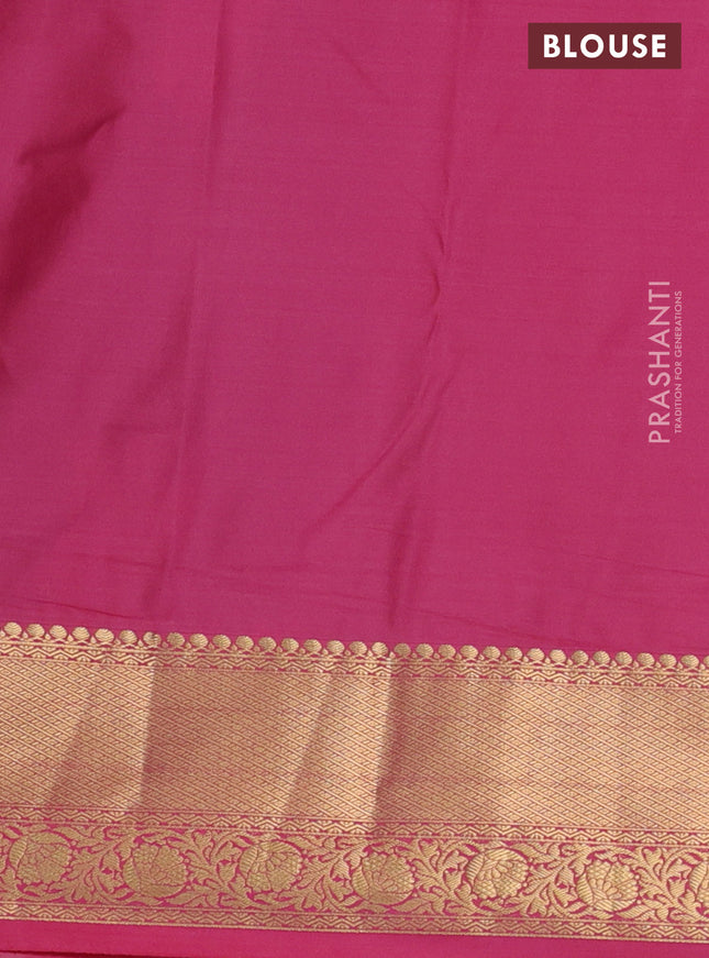 Bangalori silk saree teal blue and pink with zari woven buttas and zari woven border