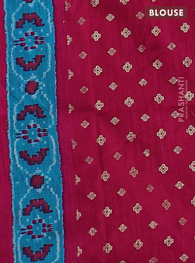 Semi pochampally silk saree mauve pink and pink with allover ikat weaves and zari woven border
