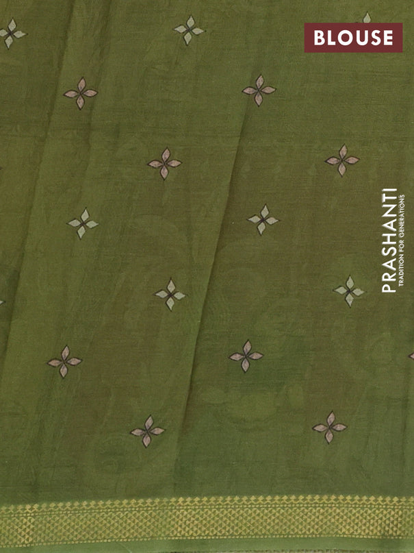 Mul cotton saree multi colour and green with kalamkari prints and zari woven border