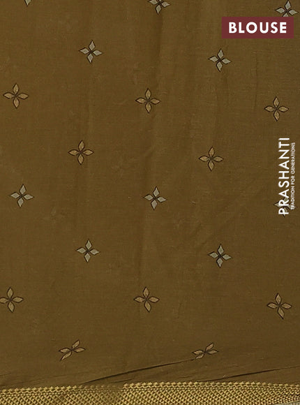 Mul cotton saree multi colour and mehendi green with kalamkari prints and zari woven border