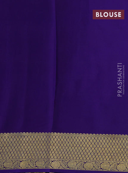 Pure mysore silk saree teal blue and deep violet with zari woven buttas and zari woven border