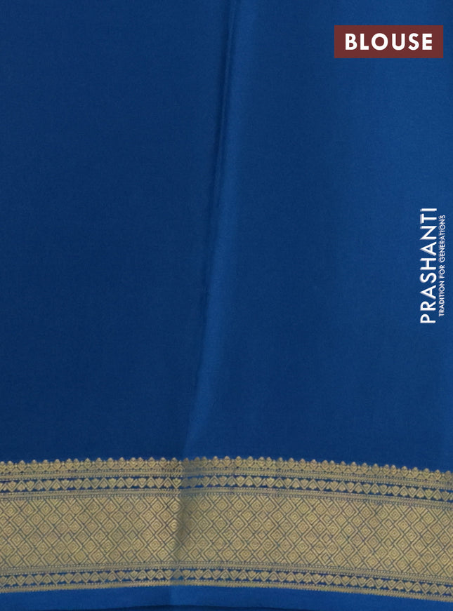 Pure mysore silk saree mango yellow and cs blue with zari woven buttas and zari woven border