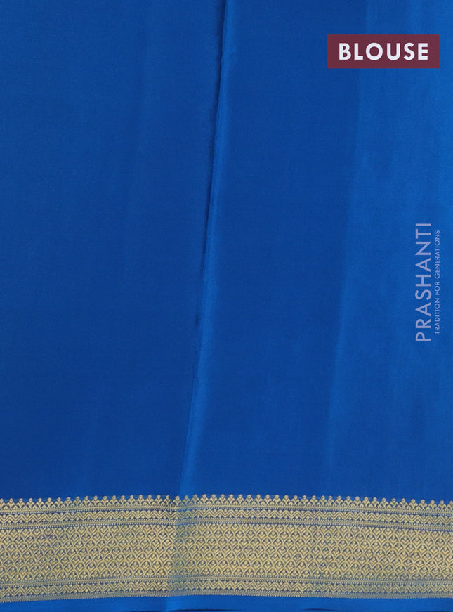 Pure mysore silk saree mango yellow and cs blue with zari woven buttas and zari woven border