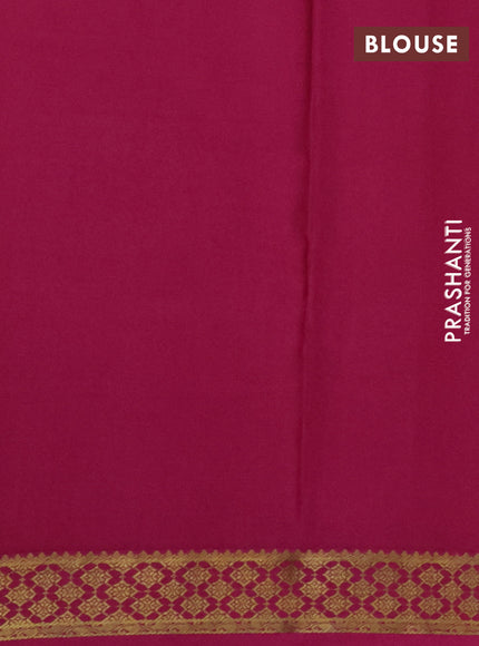 Pure mysore silk saree fluorescent green and pink with allover zari weaves and zari woven border