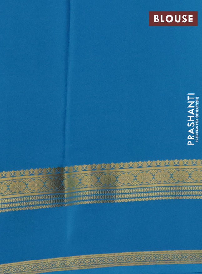 Pure mysore silk saree pink and cs blue with plain body and zari woven border