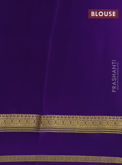 Pure mysore silk saree cs blue and violet with plain body and rettapet zari woven border