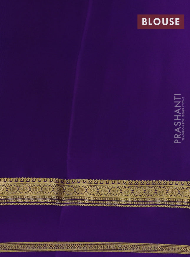 Pure mysore silk saree cs blue and violet with plain body and rettapet zari woven border