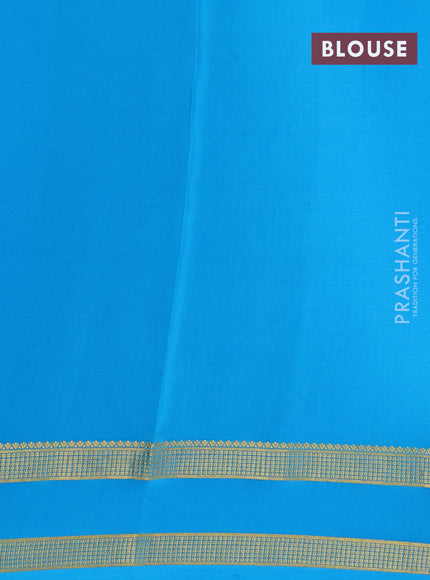 Pure mysore silk saree pastel purple and cs blue with allover small zari checks & buttas and rettapet zari woven border