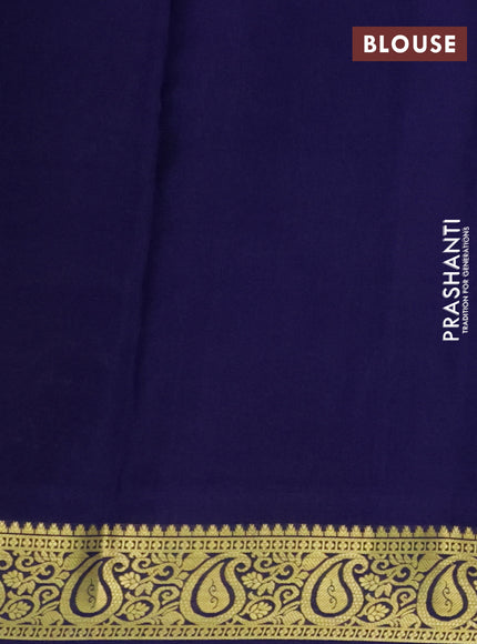 Pure mysore silk saree cs blue and blue with zari woven buttas and zari woven border
