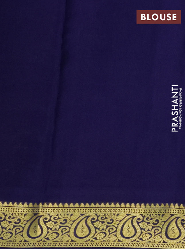 Pure mysore silk saree cs blue and blue with zari woven buttas and zari woven border