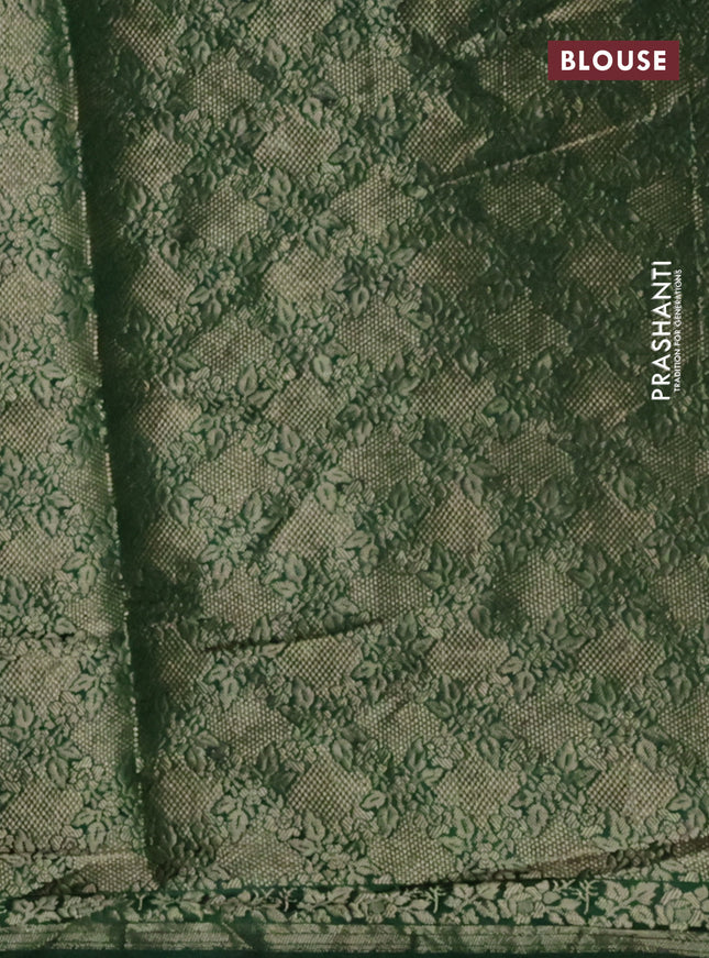 Chiniya silk saree red and green with allover bandhani prints & zari weaves and zari woven border