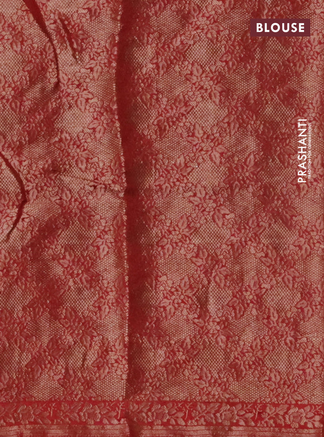 Chiniya silk saree green and red with allover bandhani prints & zari weaves and zari woven border