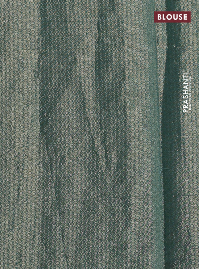 Chiniya silk saree pastel green and teal green with allover bandhani prints & zari weaves and zari woven border