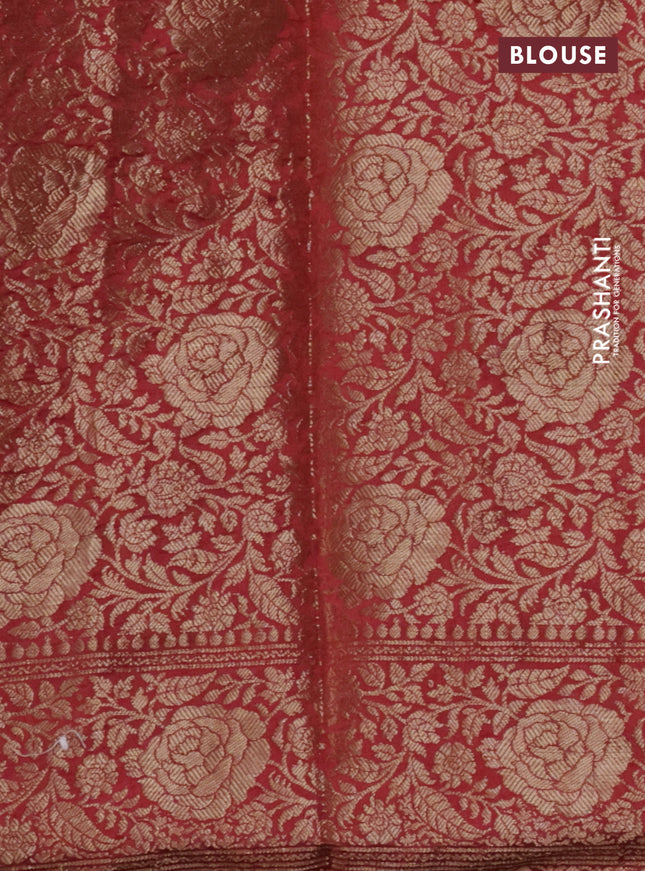 Chiniya silk saree peach pink and red shade with allover bandhani prints & zari weaves and zari woven border