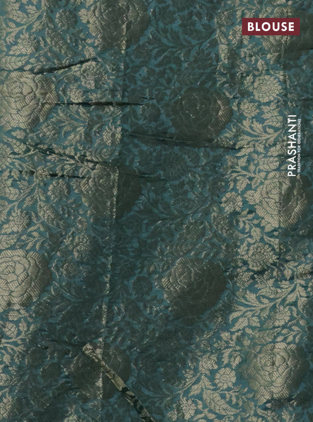 Chiniya silk saree pastel blue and pastel green shade with allover bandhani prints & zari weaves and zari woven border